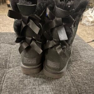 UGG Women's Black Suede Bow Boots